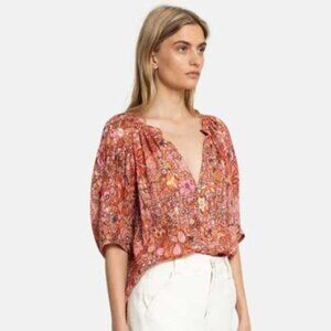 A.L.C. Juliana Top Blouse Silk Blend in Sorbet Multi Stretch Size 6